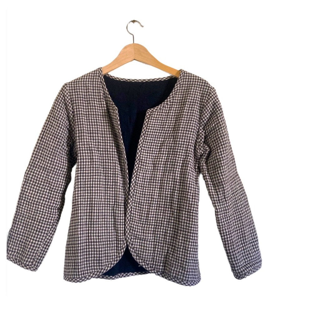 Brown and white gingham cotton jacket
